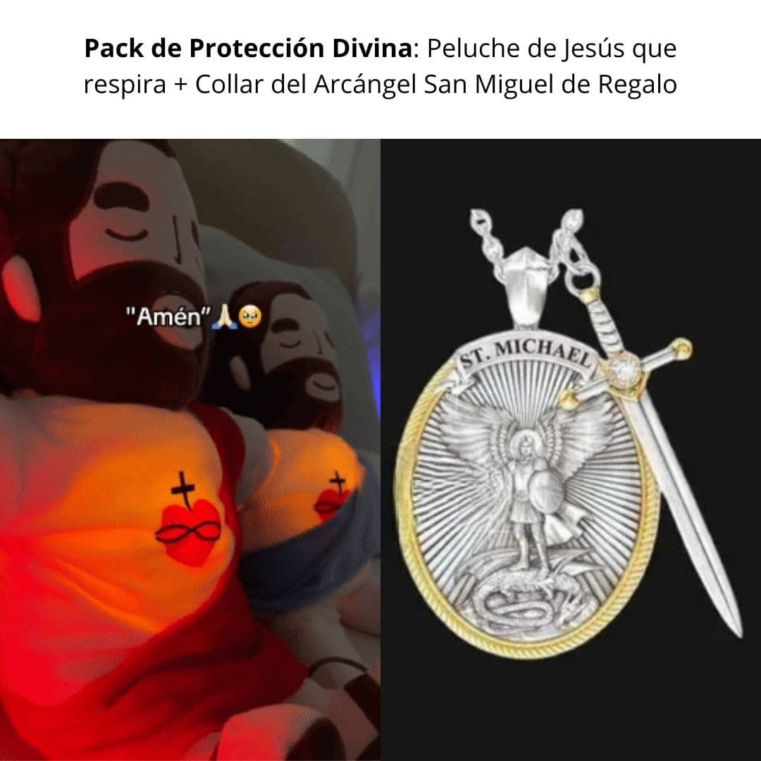 El Peluche de Jesús que respira + El Collar del arcángel San Miguel (Gratis)